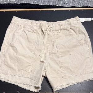 Katin Cream Cargo Shorts with Frayed Hem